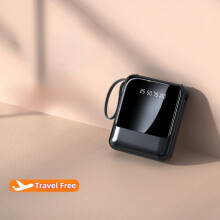 Mini Power Bank de 10000 mAh, carga rápida de 5V2A, cable 4 en 1 integrado, cargador portátil compatible con iPhone y Android, bonito regalo con