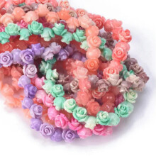 10 piezas de cuentas de resina de coral artificial con forma de rosa de 6 mm, 8 mm y 10 mm para la fabricación de joyas (8 mm, surtido aleatorio)