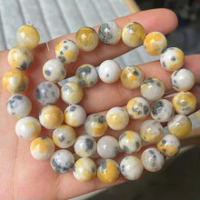 Runde, bunte Jadeperlen aus Naturstein, 6 mm, 8 mm, 10 mm, 12 mm, lose, für DIY-Armbänder - 8# Gelbgrau - 12 mm (10 Stück)