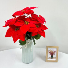 Artificial Poinsettias 18 inch UV-Resistant Red Silk 1-5