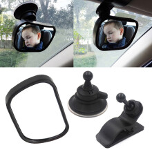 Baby Car Mirror – Shatterproof Glass, 360 Adjustable, Suction Cup & Clip Base, Easy Install, Safe Back Seat Monitoring