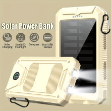 Banc Cumhachta Luchtaire Gréine, Luchtaire Inaistrithe 30000mAh Port Dúbailte USB Tóirse LED Tógtha isteach agus Compás do Gach Fón Póca agus