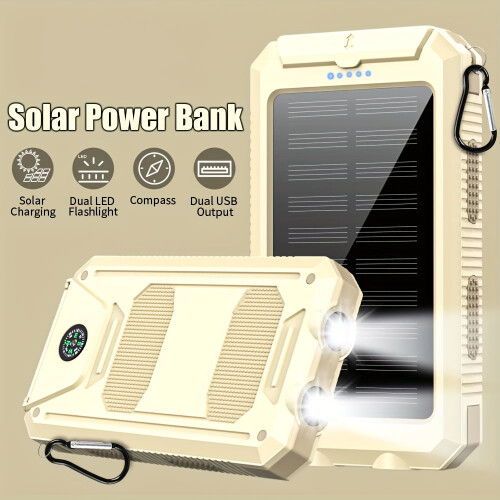 Ηλιακός φορτιστής Power Bank, φορητός φορτιστής 30000mAh με διπλή θύρα USB, ενσωματωμένο