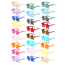 12 Pairs Rimless Star Shaped Sunglasses, Transparent Candy Color Star Glasses Bulk - Fun Sunglasses