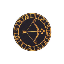 1 PCS Constellation Embroidered Iron-On Patch, Black and Gold, 3.15 inches