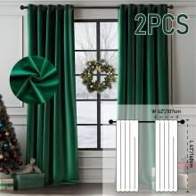 Luxury Dark Green Velvet Blackout Curtains 2 Panels – Thermal Insulated, Noise Reducing, Grommet Top, Compatible with Standard Rods