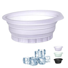 Portable Foldable Silicone Ice Facial Bowl with Built-In Tray, Purple – Compatible with Ice Facial Routines