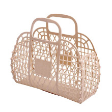 Bathroom Hollowed Out Washing And Storage Basket, Shower Basket, Plastic Shower Basket, Foldable Student Mesh Hand-Held Basket, Shower Basket,Khaki