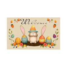 Felpudo de entrada con diseño de huevos de Pascua, felpudo antideslizante con diseño de conejito de primavera para porche, entrada, interior y