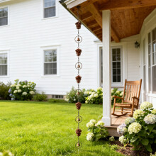 Karymi Pinecone Umbrella Rain Chain – Metal Garden Art, Wind Chime & Drainage Chain for Patio, Terrace, Rainwater Harvesting, Room Decor –
