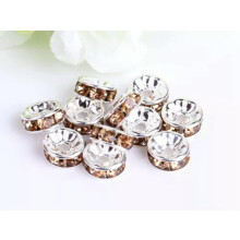 100 silberne Kristall-Strass-Rondelle-Abstandsperlen, 6 mm, 8 mm, 10 mm, Farbauswahl – 10 mm – Champagner