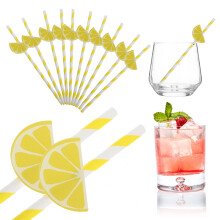 Pailles en papier jaune pour boissons, fabriquées dans un matériau sûr, idéales pour les fêtes (lot de 30).