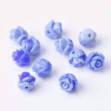 10 piezas de cuentas de resina de coral artificial con forma de rosa de 6 mm, 8 mm y 10 mm para la fabricación de joyas - 10 mm - Azul