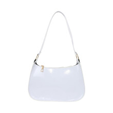 Leder-Schultertasche für Damen – Niedliche Mini-Tote mit Reißverschluss, schlichte Retro-Schultertasche für Arbeit, Dates und Partys – Weiß