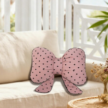 Dotted Bow Pillow for Home Decor – Waist & Cuddle Cushion, Pink, 14.96"x11.81", Compatible with Living Room & Bedroom