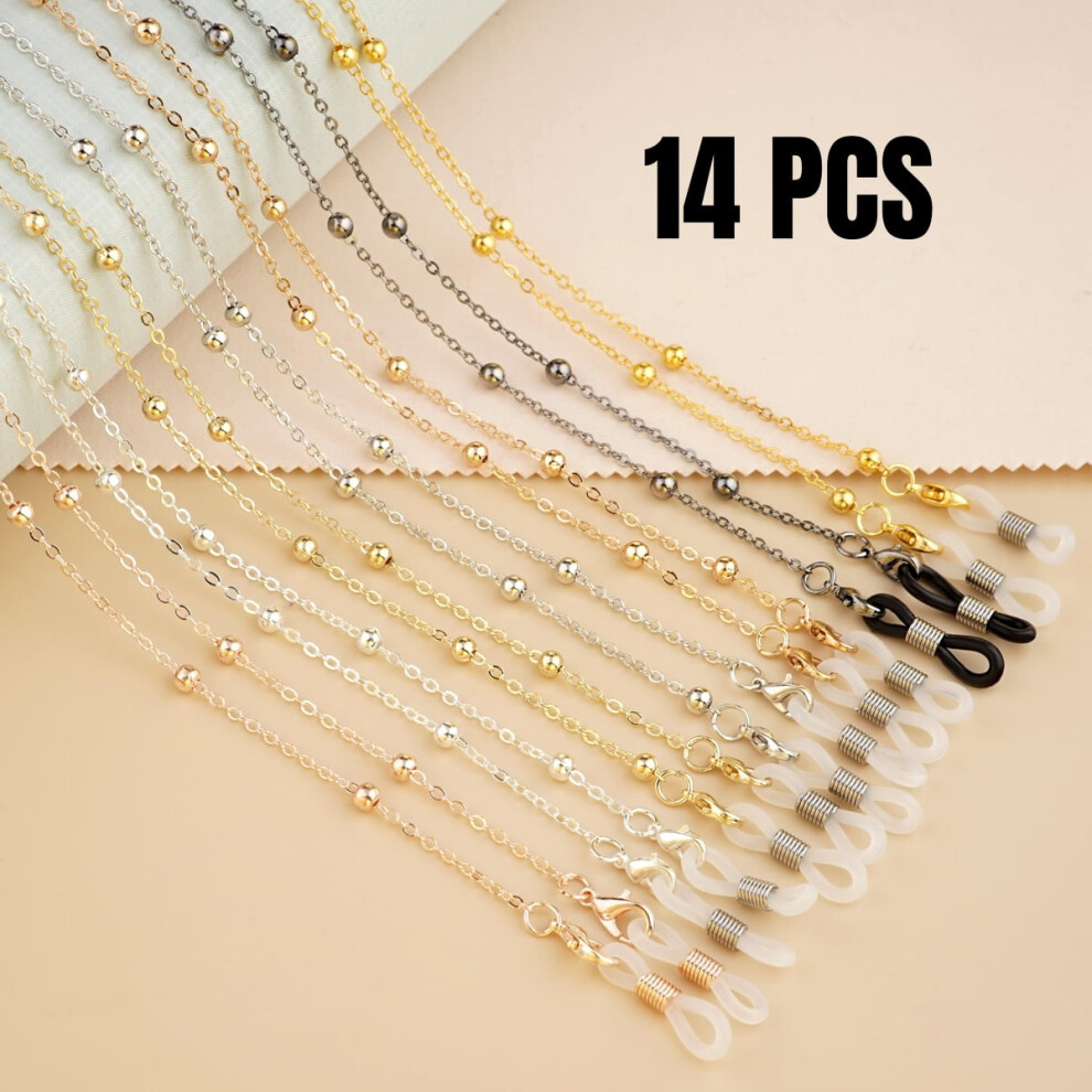 14 Pieces Colorful Eyeglass Cord Lanyard Beaded Sunglass Straps for Comfort