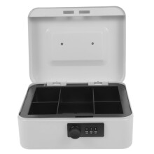 Small Money Box Locking Cash Box White Iron 1Pack 7.7X6.3X3.5in