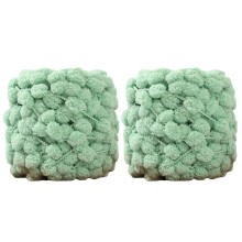 2 Rolls Soft Polyester Pom Pom Yarn 100g/Roll, Grass Green, Compatible with Crochet & Knitting for Blankets, Hats, Mats