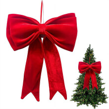 25x19 Inches Large Christmas Bows, Red Velvet Hanging XmasTree Decorations Indoor Outdoor Xmas Decor