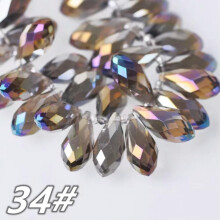 Luźne koraliki do zawieszek w kształcie łezki, fasetowane szkło kryształowe, 12 x 6 mm, 16 x 8 mm, 20 x 10 mm, 25 x 12 mm, nr 34, szare AB