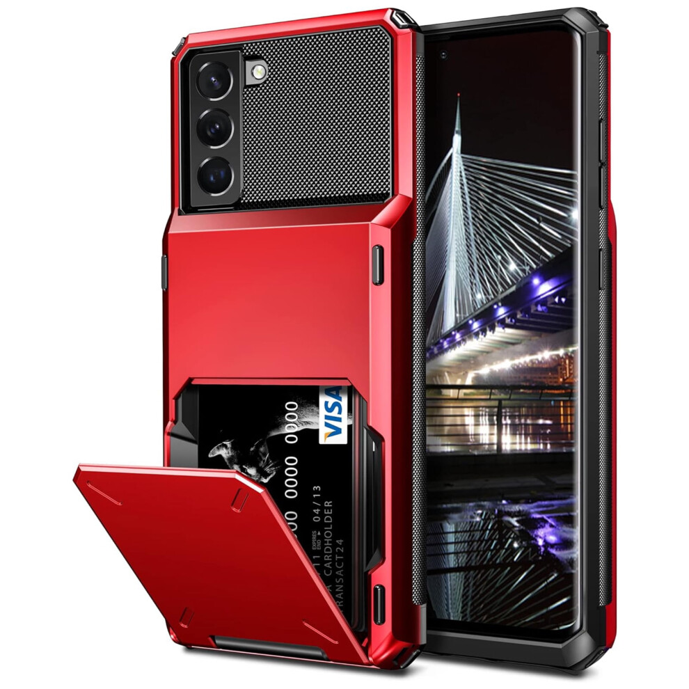 Wallet Case For Compatible With Samsung Galaxy A15 5G Â 4-Card Holder, Shockproof, Hybrid Armor Protection Red 9341593692342