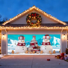 2025Nastro natalizio per la copertura della porta del garage con camion e decorazioni festive per esterni, ideale per le celebrazioni stagionali.