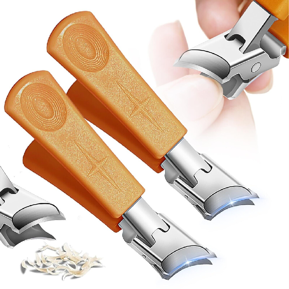 Black/Orange Wide-Jaw Anti-Splash Slanted Nail Clipper, Curved Toenail Clippers For Thick Nails Â Angled Fingernail & Toenail Cutters (+, 2Pack)