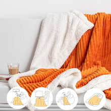 Flannel Throw Blanket Modern Solid Striped Sofa Cover