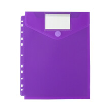 11-dierkové vertikálne vrecko na voľné listy, fialové, veľkosť Letter, zapínanie na gombík, odnímateľný štítok, 8 farieb –