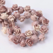10 piezas de cuentas de resina de coral artificial con forma de rosa de 6 mm, 8 mm y 10 mm para la fabricación de joyas - 6 mm - Marrón