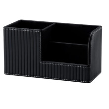 Organizer da scrivania in similpelle PU per penne, matite, telefono, carte e telecomando – Nero