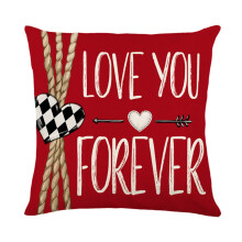 Valentinstag-Kissenbezug aus Leinen mit Wichtelmotiv, 45 x 45 cm, weicher Dekokissenbezug – kompatibel mit Standard-Kissenfüllungen