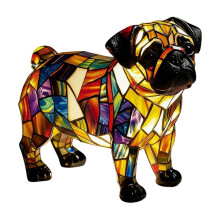 Lampa Bulldog z farebného skla, stolové nočné svetlo pre psov z farebnej živice, umelecké nočné svetlo, darček pre milovníkov psov