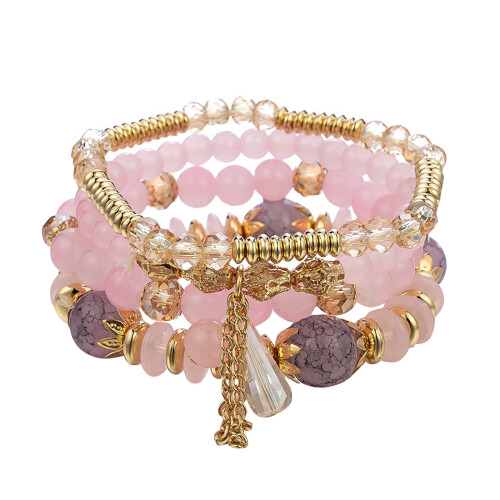 Boho Bracelets for Women Multi-Color Layered Stackable Natural Beaded Bracelets Adjustable 1