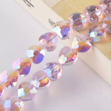 20 piezas de cuentas sueltas de cristal facetado brillante en forma de corazón de 8 mm y 10 mm para la fabricación de joyas - 8 mm - Rosa AB