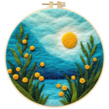 Beginner Felt Painting Set – Needle Felting Starter Kit with Linen Cloth, DIY Unfinished Wall Decoration Kit (Type 9)