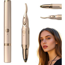 Verwarmde wimperkruller, 2-in-1, clip-type, 2 temperatuurstanden, USB oplaadbaar, compatibel met Biweutydys, goudkleurig (7,1 1,2 inch)