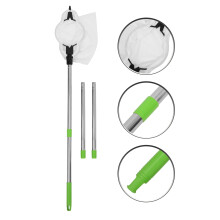 1 juego de pértiga recolectora para adultos en árboles frutales con cesta acolchada, color plata.