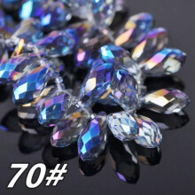 Cuentas colgantes sueltas de cristal facetado en forma de lágrima de 12x6 mm, 16x8 mm, 20x10 mm y 25x12 mm, color azul n. 70, 12x6 mm (30