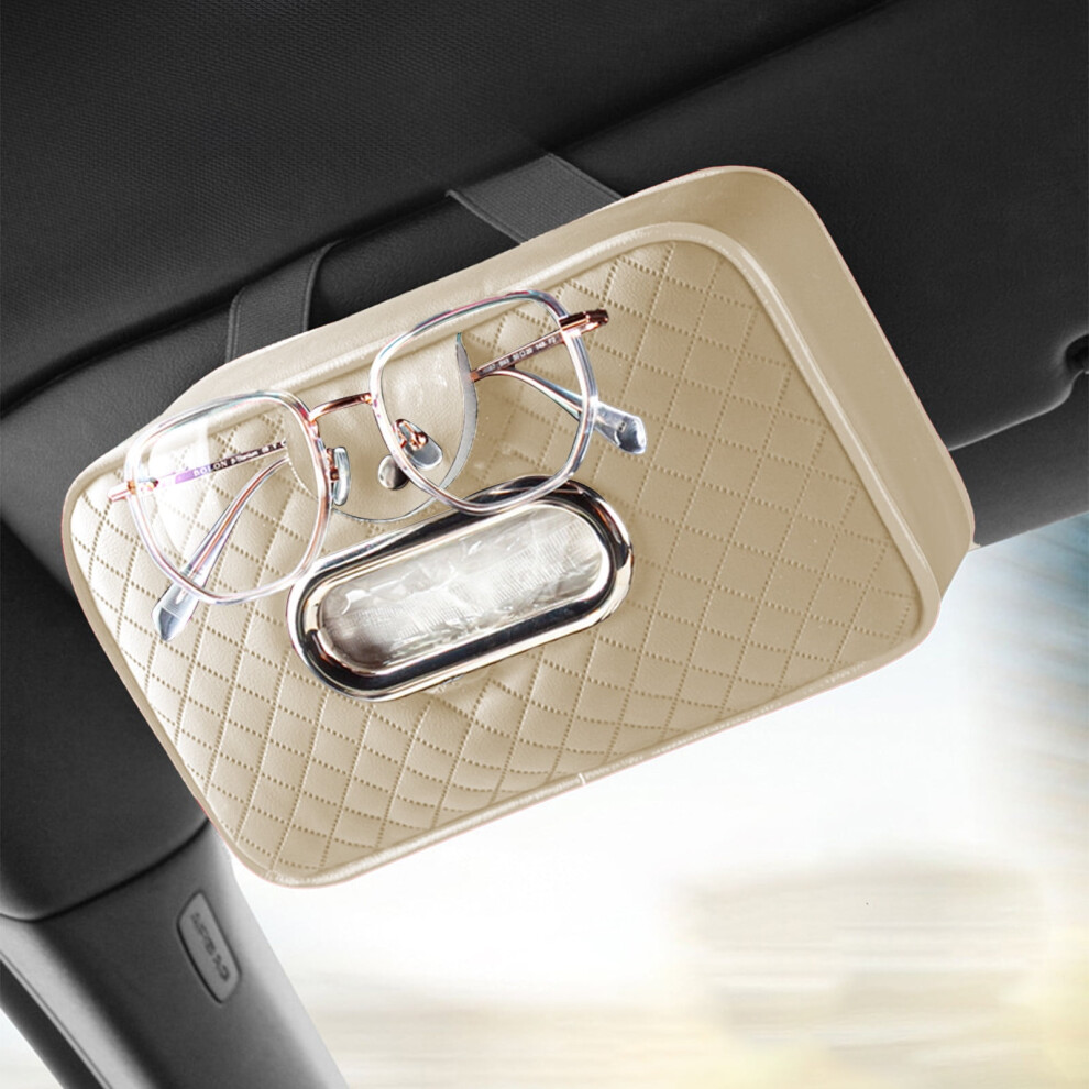 Car Tissue Box & Sun Visor Organizer With Towel Holder, Eyeglass Clip, Easy Install Â Compatible With Most Vehicles 9405492479357