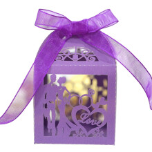 Hollow-Out Dark Purple Paper Candy Boxes – 50pcs Wedding/Birthday Favor Gift Boxes, Compatible with Chocolate & Snacks