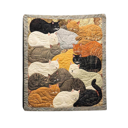 Cotton Quilted Cat Throw Blanket Soft Lightweight Warm