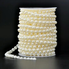 20 Meters Acrylic Flatback Pearl Bead 8mm Chain Garland Trims Wedding Bouquet-Ivory