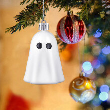 Lot de 6 décorations de Noël fantômes mignons, blanches et roses, pour sapin de Noël, à suspendre en intérieur ou en extérieur pour Halloween