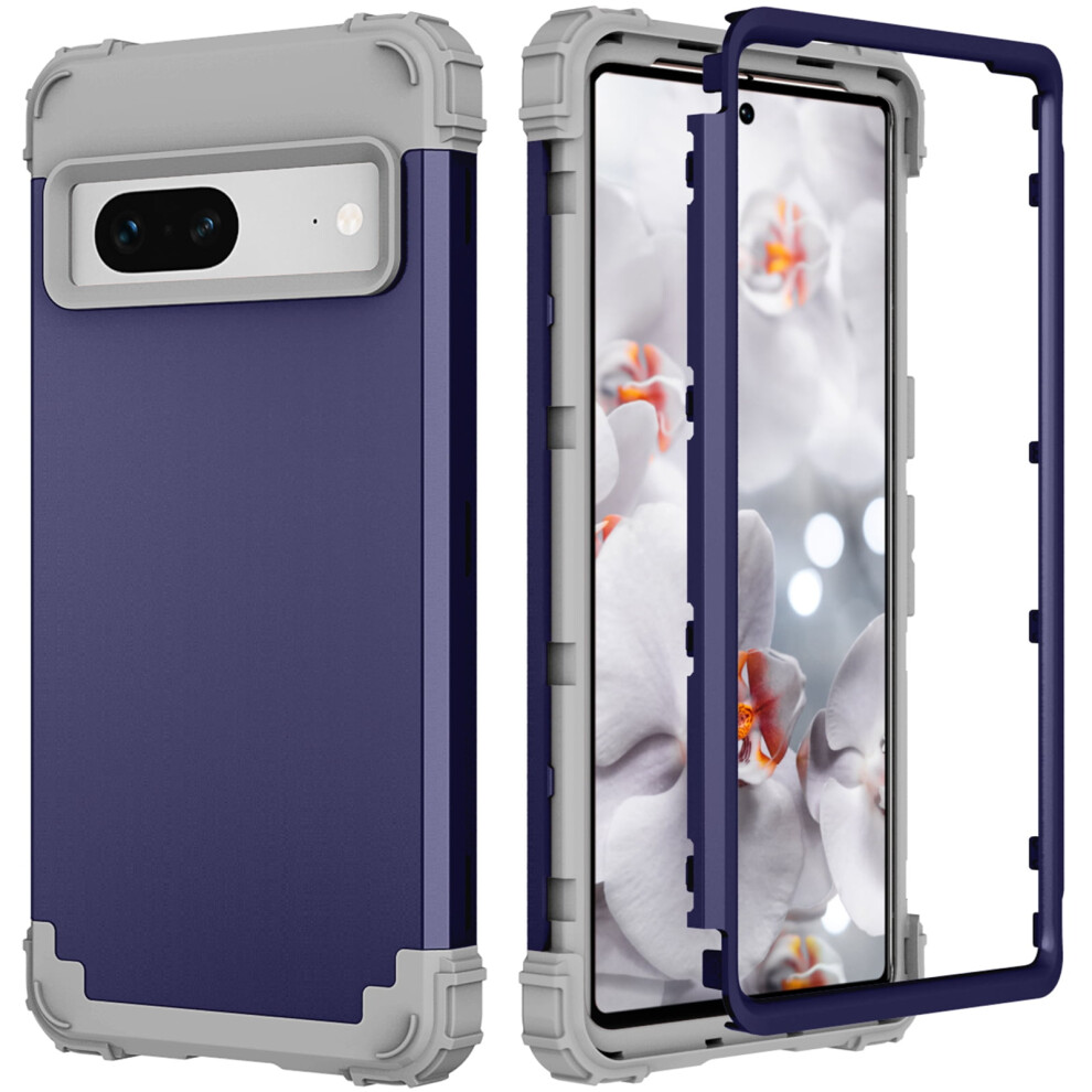 Case For Google Pixel 7,Shockproof Rubber Armor Silicone Rugged Case Hybrid Hard Back Phone Cover,Darkblue 9405492477155