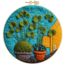 Beginner Felt Painting Set – Needle Felting Starter Kit with Linen Cloth, DIY Unfinished Wall Decoration Kit (Compatible with Standard Needles)