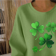 Women's St Patrick's Day long sleeve ribbed knit top