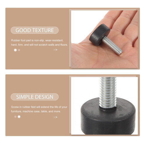 Adjustable Furniture Feet Rubber Iron Black 5 pcs 1