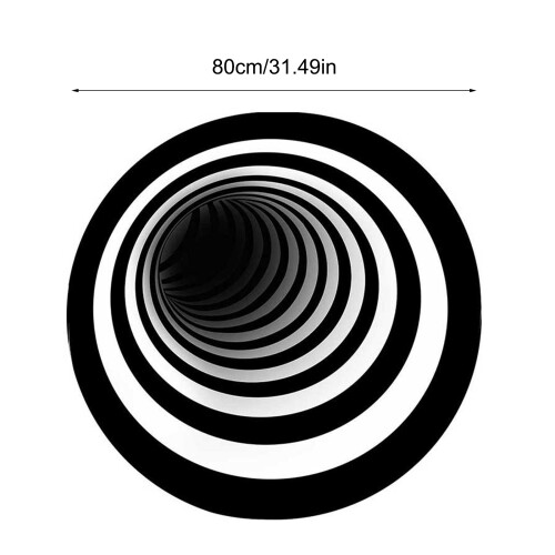 Χαλί Perspective Pipeline Tube Inspired3D Vortex, Χαλί Οπτικής Ψευδαίσθησης με Έντονο Μαύρο Λευκό 2