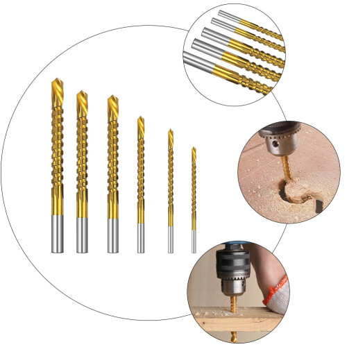 6 Pcs Drill Multifunctional Sawtooth Twisting Design Bit Work 1